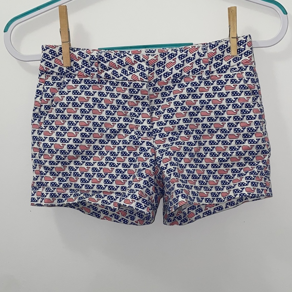 Vineyard Vines Kids High Waist Patterned Shorts - Red, Blue, White